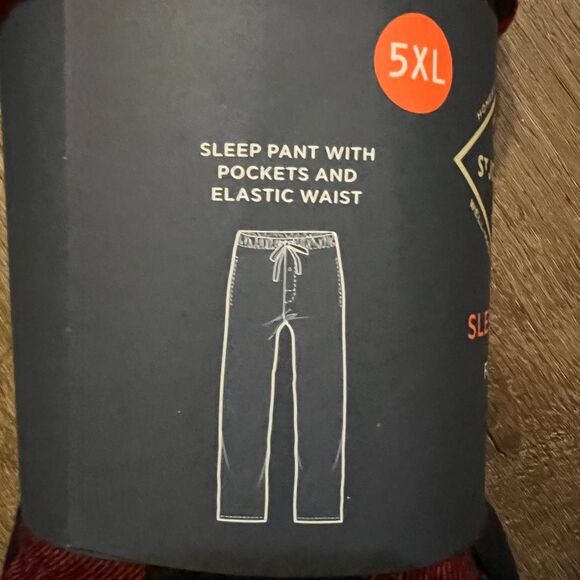 NWT ST. JOHN’S BAY Mens 5XL Flannel Pajama Sleep Pants Pockets Red Black Buffalo - Picture 3 of 4